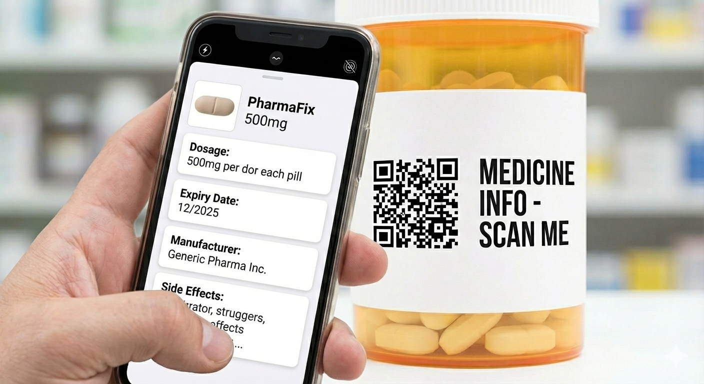 Medicine bottle with QR code
